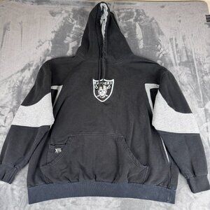 Vintage NFL Oakland Raiders Hoodie Sweatshirt Mens 2XLT Black Gray Pocket